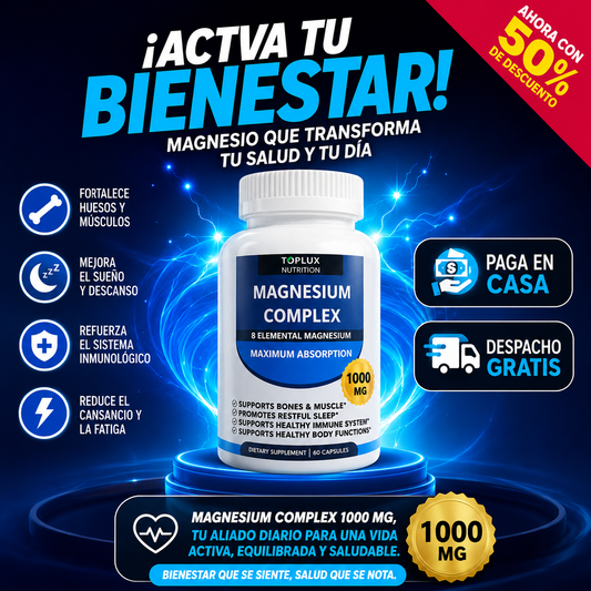 MAGNESIUM COMPLEX 8 ELEMENTAL 1000 mg - Dormir Profundo Adiós Cansancio!