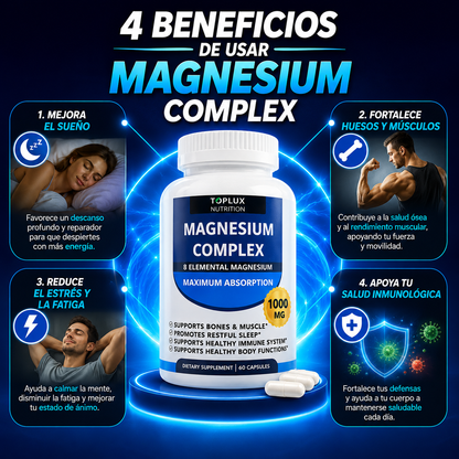 MAGNESIUM COMPLEX 8 ELEMENTAL 1000 mg - Dormir Profundo Adiós Cansancio!