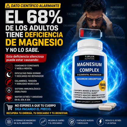 MAGNESIUM COMPLEX 8 ELEMENTAL 1000 mg - Dormir Profundo Adiós Cansancio!