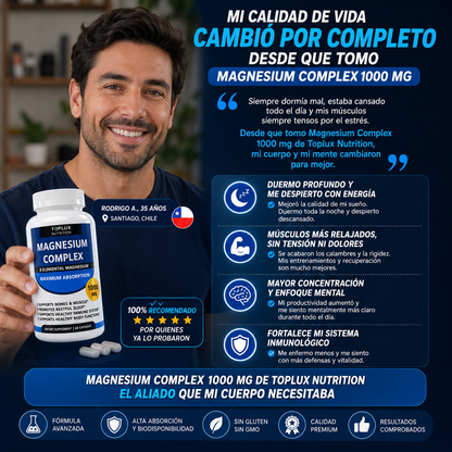 MAGNESIUM COMPLEX 8 ELEMENTAL 1000 mg - Dormir Profundo Adiós Cansancio!
