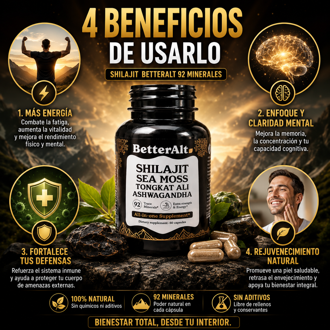 SHILAJIT BETTERALT 92 MINERALES -¡Energía - Claridad -Equilibrio!