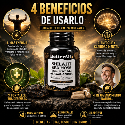SHILAJIT BETTERALT 92 MINERALES -¡Energía - Claridad -Equilibrio!