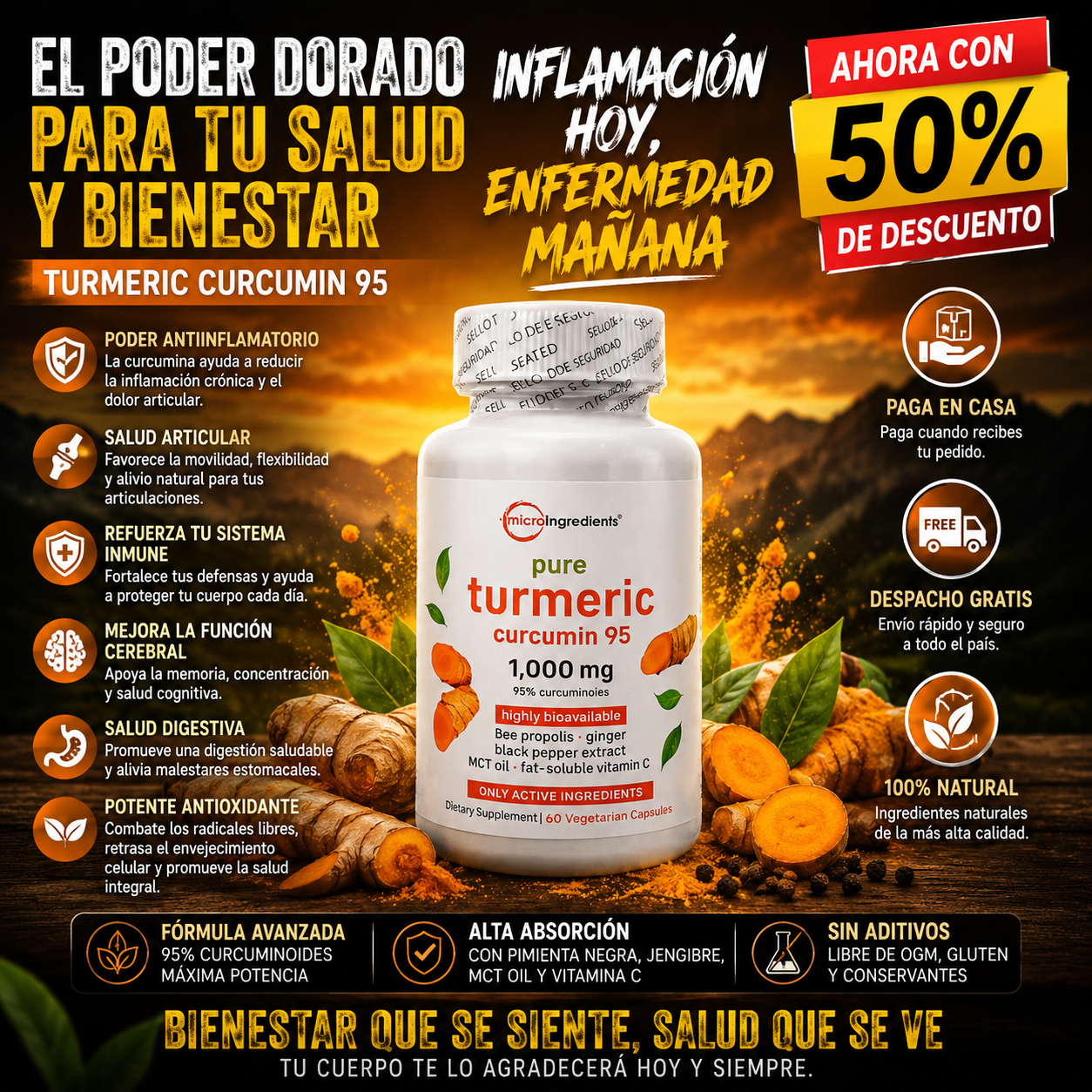 TURMERIC CURCUMIN -Sin Inflamación ni Rigidez!