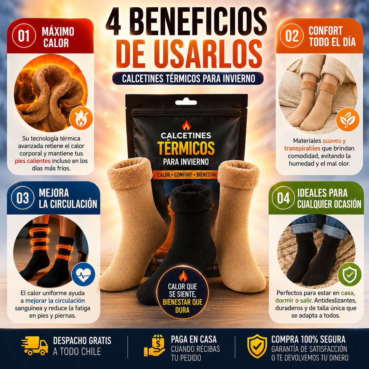 Pack 3 PARES Calcetines Térmicos de Invierno - Adiós Frío!