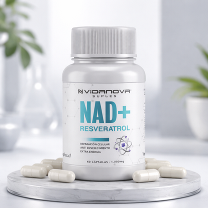 NAD+ RESVERATROL 1000MG 60 CAPS-  Energía y Longevidad